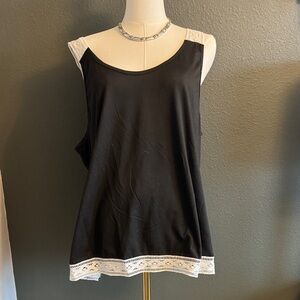 Black Sleeveless Top with Lace Trim
